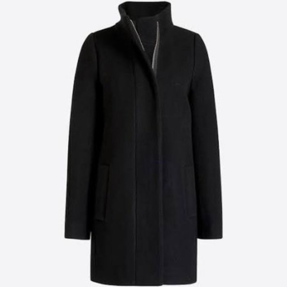 J.Crew Factory Wool Blend Black City Coat Dressy Holiday Warm Zip Size 4
